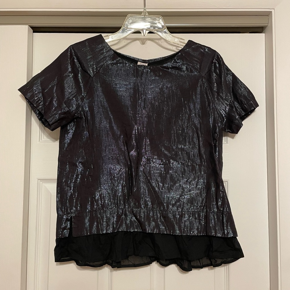 Karl Marc John Black & Metallic Silver Top - Size Small